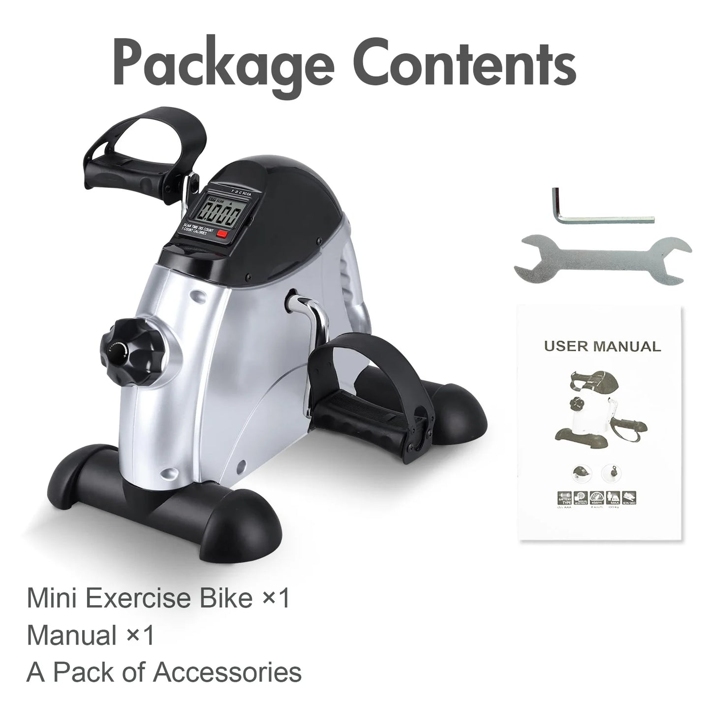 Mini Under Desk Pedal Exerciser Bike Multi-Function Motorized Digital/With LCD Screen Display for Leg Arm and Knee for Elderly