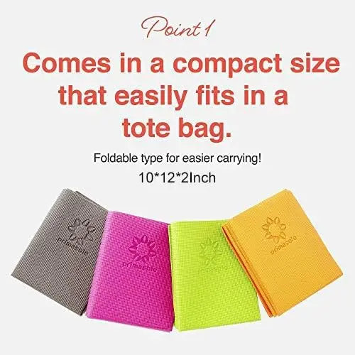 Folding Yoga Mat 4mm Thick, Easy to Carry for Travel/Beach Park Tear Resistant in 9 Colors