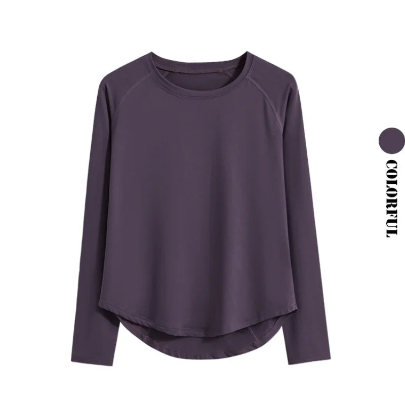 DRUR Long Sleeve Gym Top Women Breathable Quick Dry Workout Tshirt/Loose Fit Running Tee Yoga Clothing Sportswear Activewear New