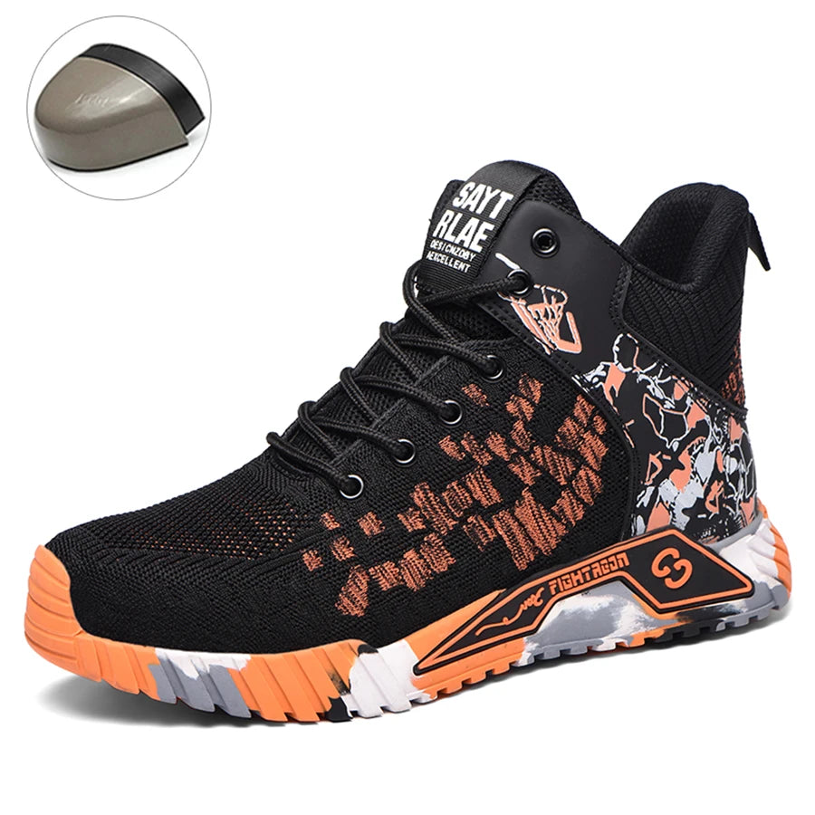 Wear Resistant Durable Steel Toe Work Shoes for Men Impact Resistant/Steel Toe Cap Lightweight Comfortable Industrial Safety Sneakers