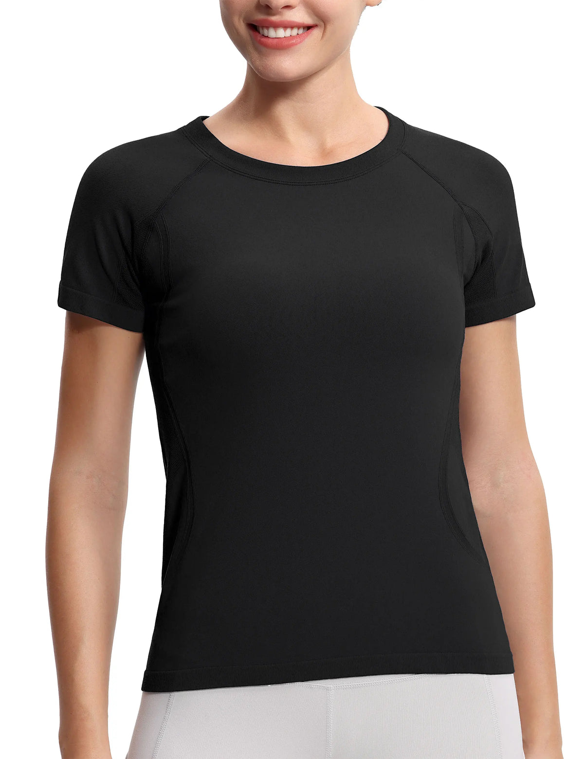 THE GYM PEOPLE Women's Seamless Workout T-Shirts/Short Sleeve Slim Fit Shirts Breathable Running Tee Tops