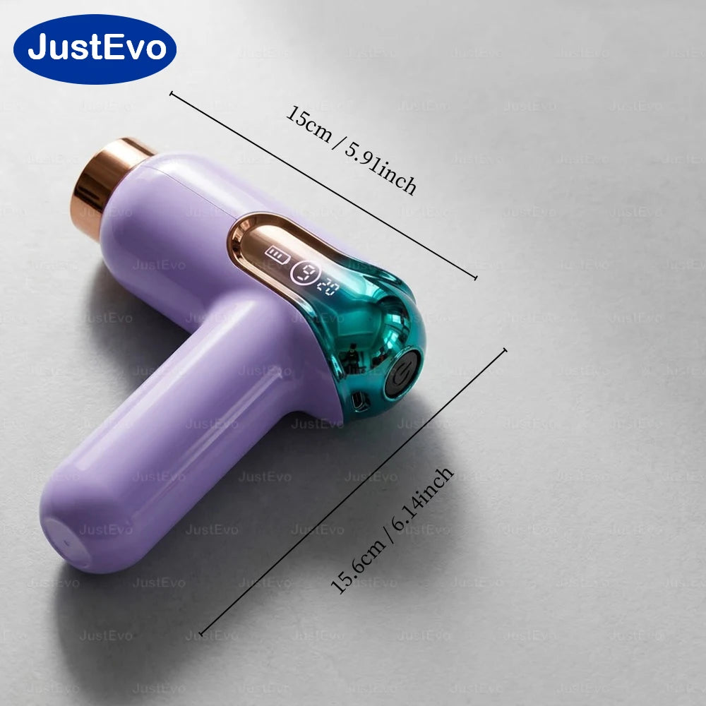 JustEvo Portable Massage Gun 9 Speeds Percussion Massager with 4 Heads/Smart LCD Screen Type-C Rechargeable Body Relaxer