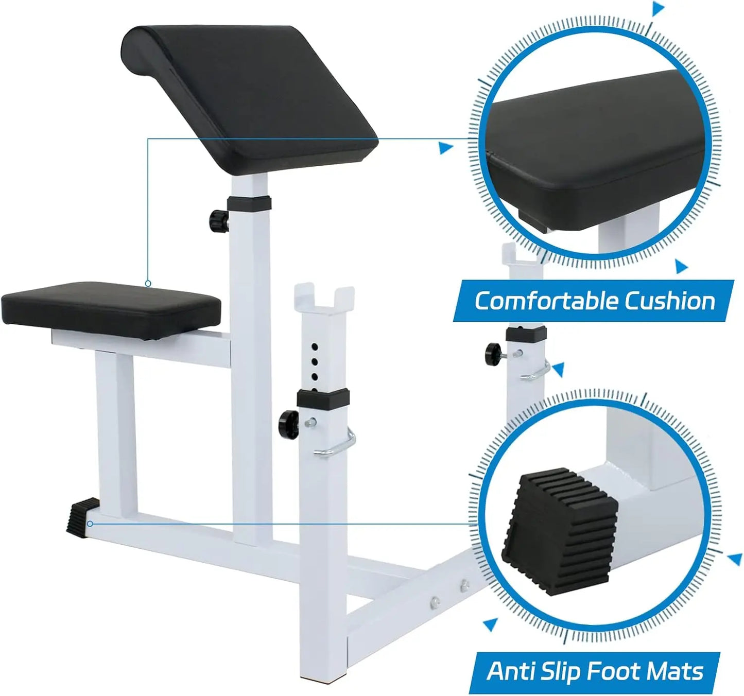 Preacher Curl Weight Bench Adjustable for Arm Curling Strength Training/Isolated Barbell Dumbbell Bicep Triceps Muscle Seated Ben