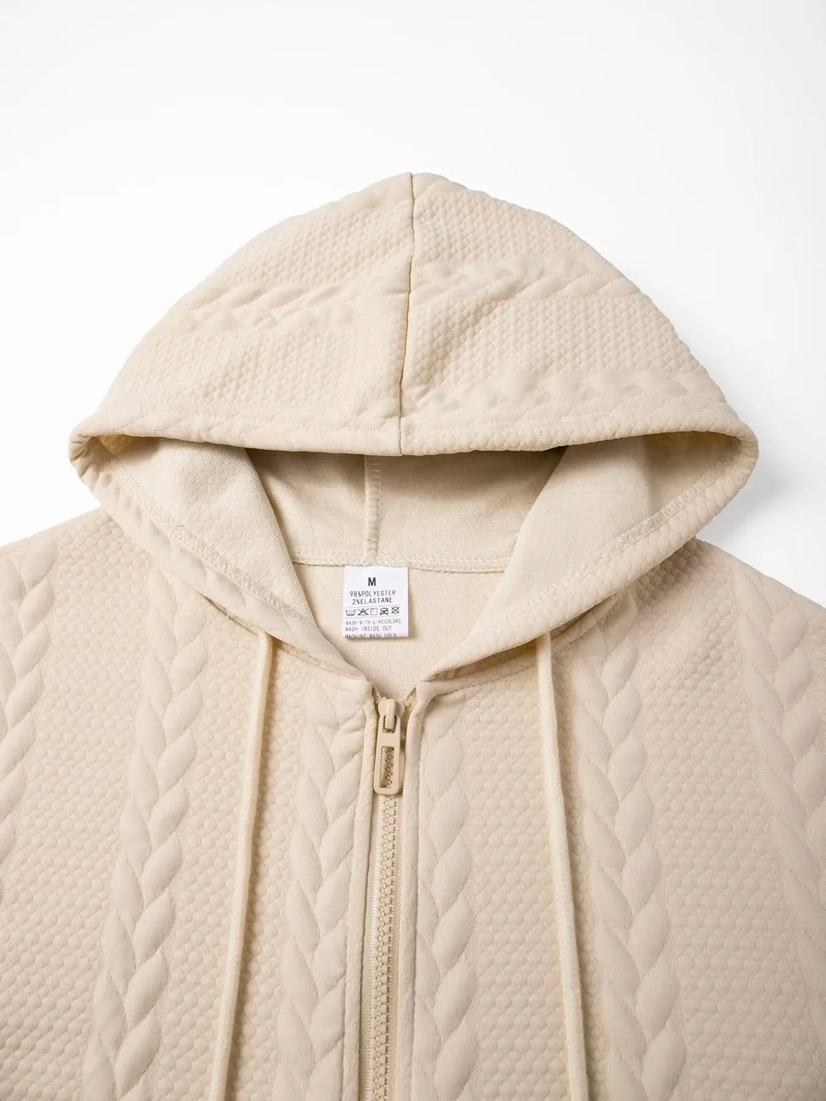 Men's Textured Zip Hooded Sweatshirt Full Zipper Jacket/Kangaroo Pocket Ribbed Cuffs Warm Casual Street Outerwear