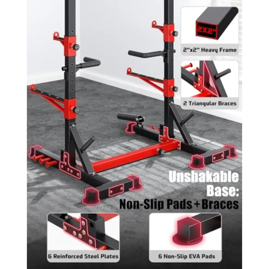 Smith Machine Squat Rack Combo Multi-Functional Power Racks/with Adjustable Width Pull-Up Bar Cable Crossover Power Cage