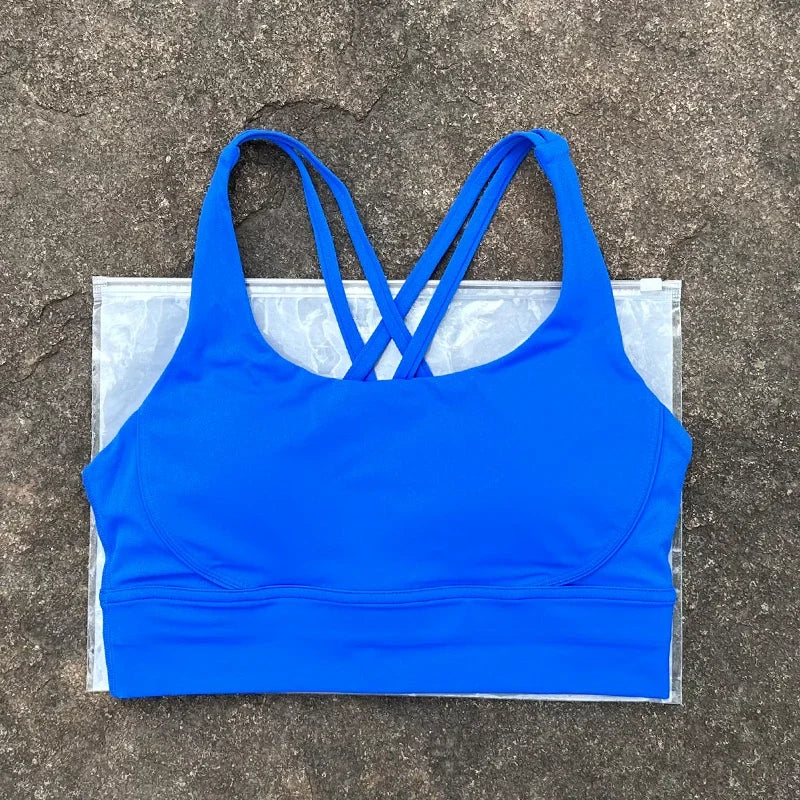 Women Sports Bra Sexy Criss Cross Straps Back High Support/Impact Yoga Underwear Running Fitness Gym Padded Bralette