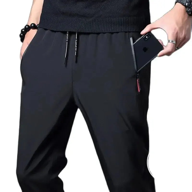 Men's Casual Pants Stretch Slim Fit Elastic Waist Classic Blue/Black Gray Male Brand Trousers Plus Size