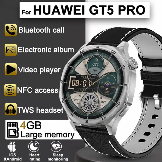 New for Huawei GT5 PRO Smartwatch 4GB Memory GPS Sport Video player/Bluetooth call Electronic album smartwatch for IOS