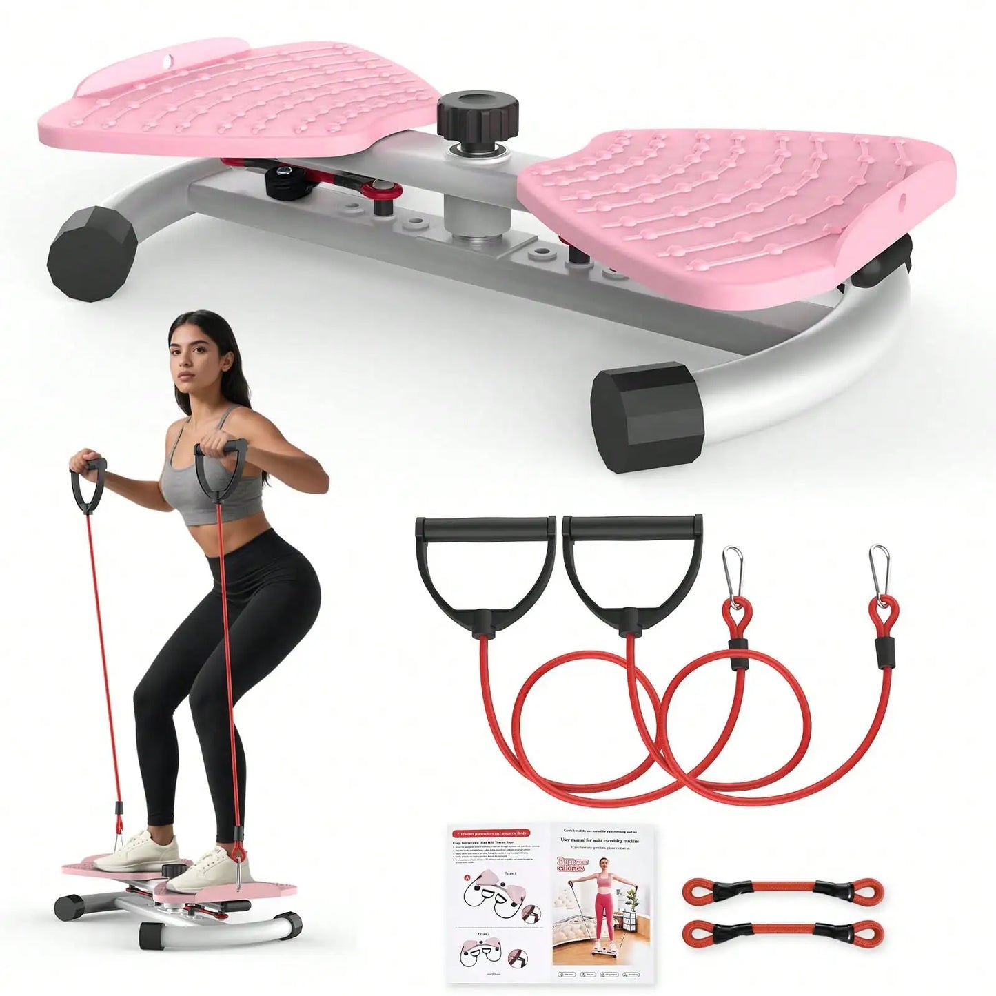Twist Waist Disc Board with Resistance Bands, Multifunctional Home/Fitness Foot‑Twist Exercise Machine, Portable Waist‑Shaping