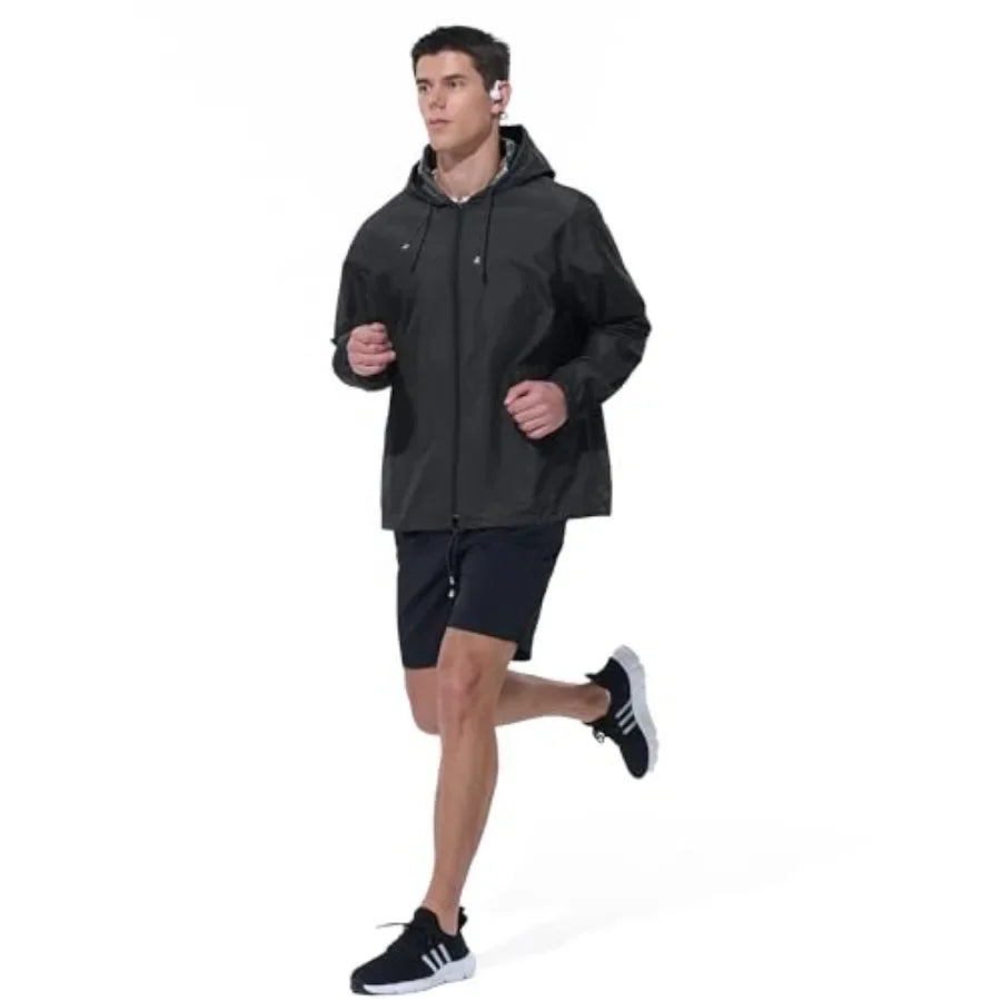 UIQUR Men's Rain Jacket Raincoat Windbreaker Running Waterproof/Lightweight Packable with Hood Travel Hiking Cycling