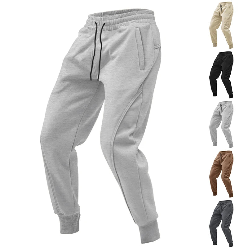 Loose Fit Mens Solid Joggers - Soft Slight Stretch Drawstring/Polyester Pants for Outdoor Sports and Casual Wear
