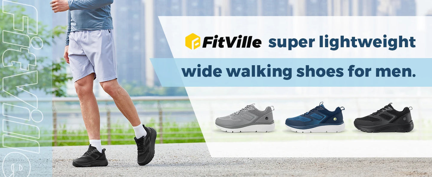 Men's Running Shoes Wide Toe 2E Lightweight Non-Slip Walking/Sport Shoe Cushioning Slip-On Comfortable Breathable Sneakers