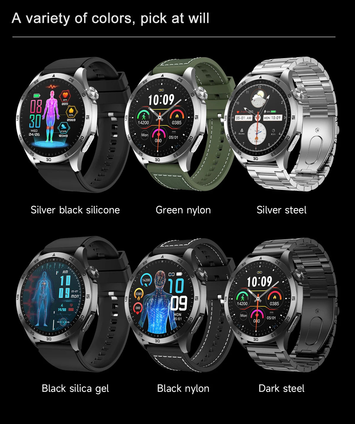 Marsyu 2026 New Nursing Grade Smart Watch ECG+PPG Blood Lipid/Blood pressure Uric Acid HD Bluetooth Call Clock Health Smart Watch