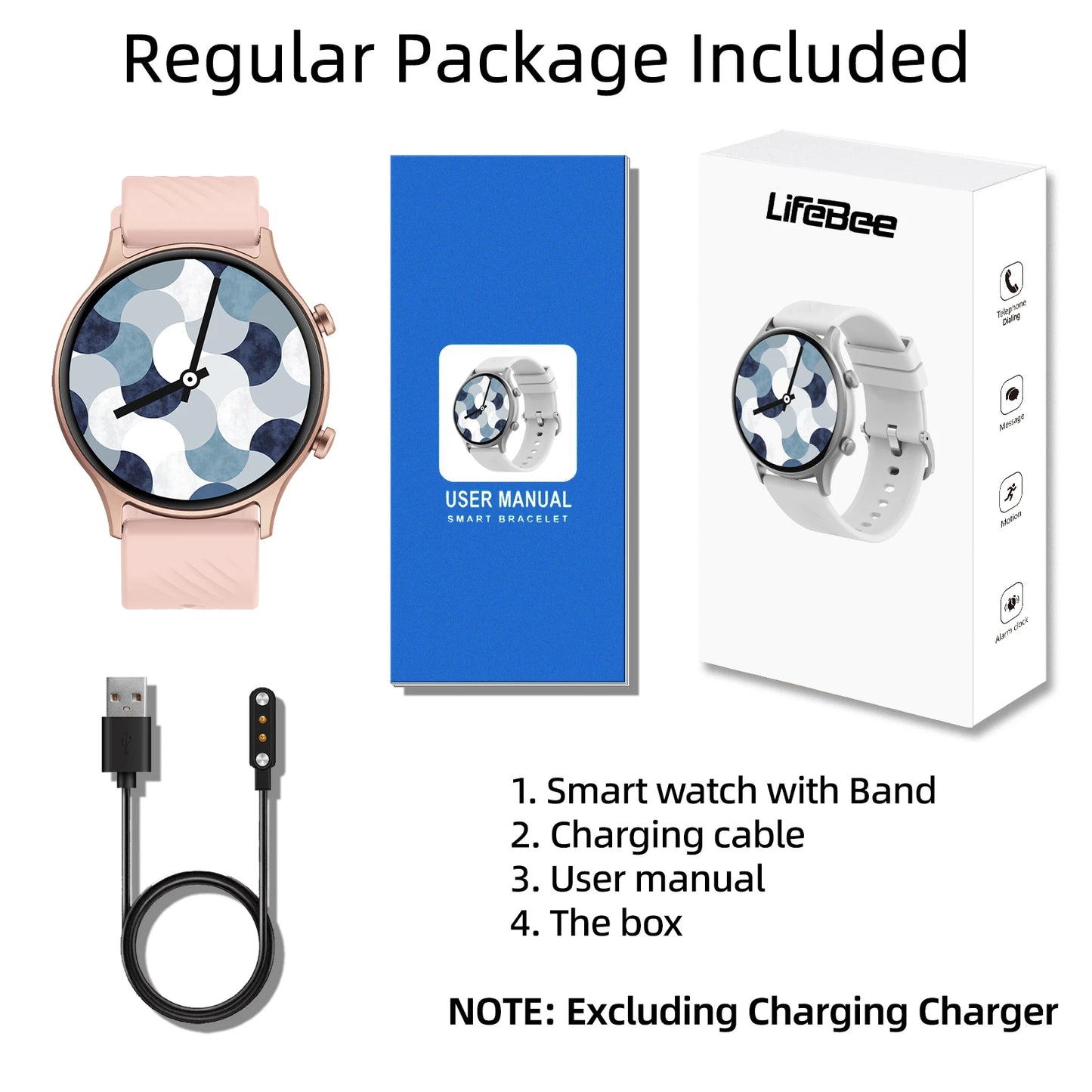 LIEFBEE Round smartwatch can answer/make calls, over 100+ Sportports modes/heart rate sleep monitoring step counting