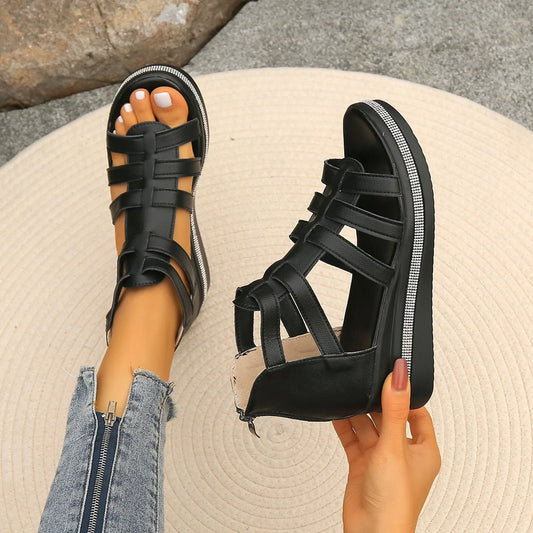 Shoes For Women Sandals Comfortable Wide Platform Sandals Women/Open Toe Ankle Strap Glitter Sandals For Women
