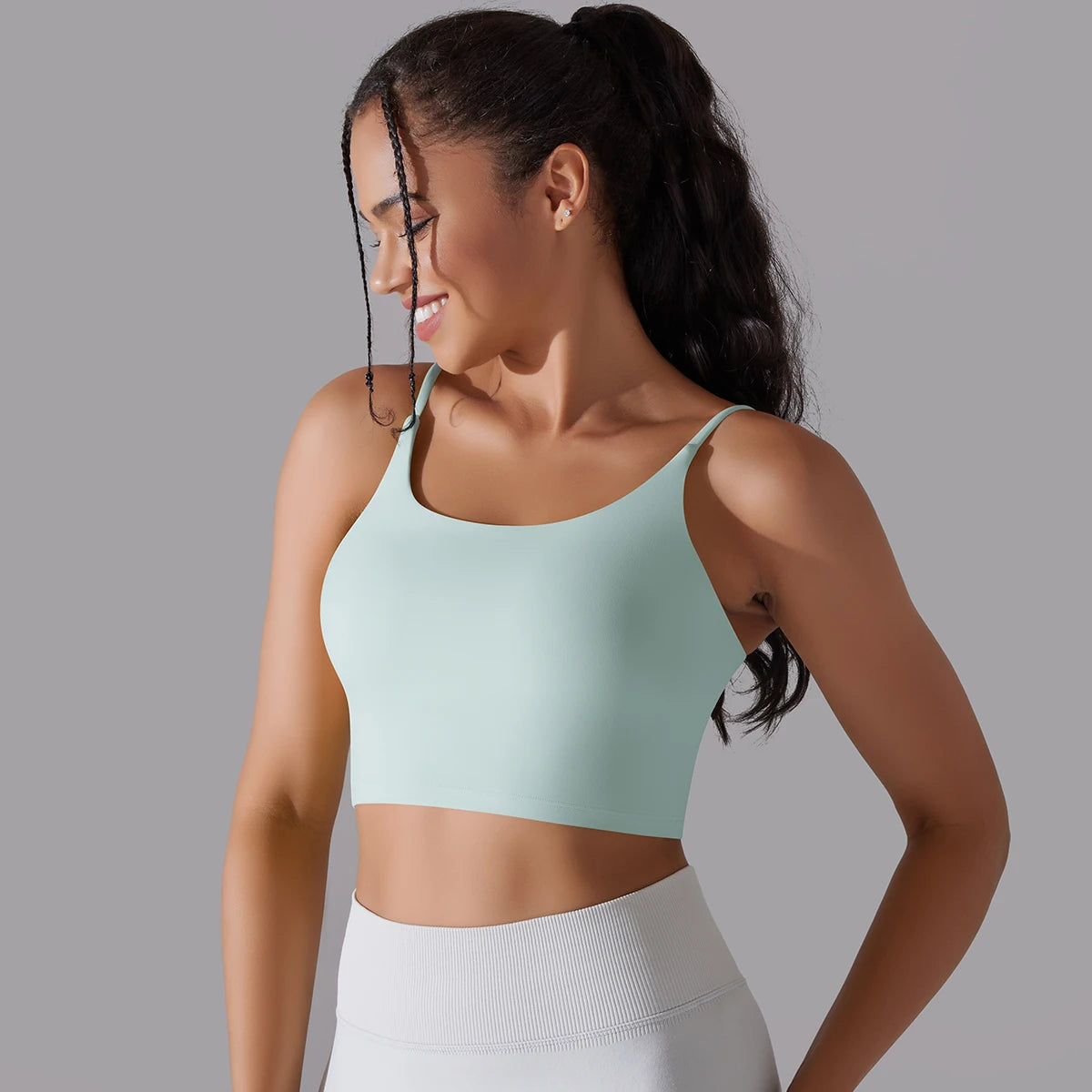 Solid Color Yoga Sports Bra Women Fixed Padded/Slim Gym Fitness Workout Undershirt Top
