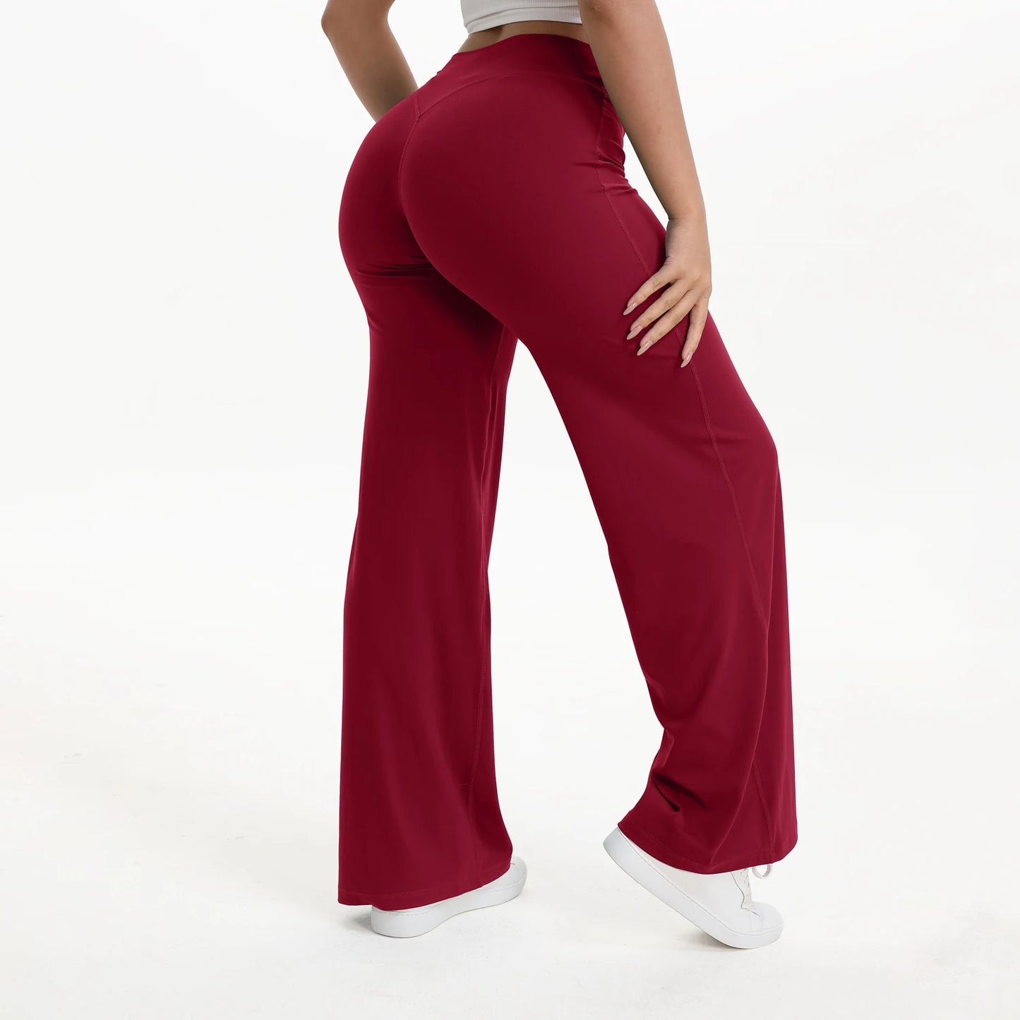 NCLAGEN Soft Motion Straight Leg Bottoms Women's Mid-Waist Yoga Pants/GYM Leggings Naked Feel Pilates Running Sports Trousers