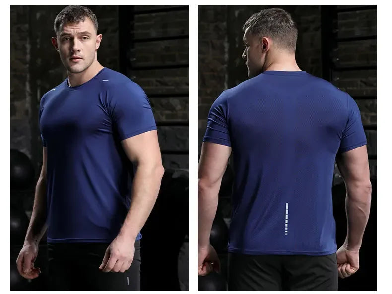 Men's Summer Loose Breathable Short Sleeve Outdoor Cycling/Quick Dry Top Running Tracksuits Fitness T-shirts Muscle Tights