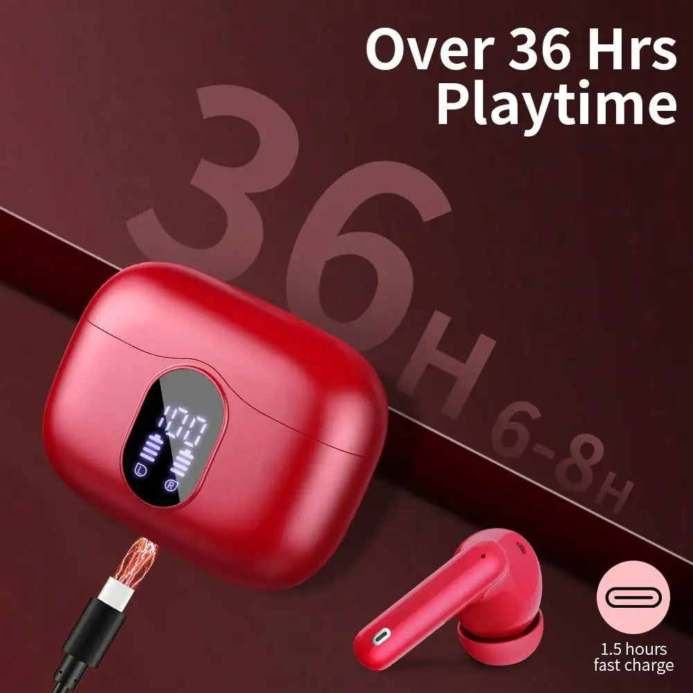 Ordtop Wireless Earbuds Bluetooth Headphones 48H Playtime Ear Buds/With LED Power Display, IPX7 Waterproof Bluetooth 5.4 Earphones
