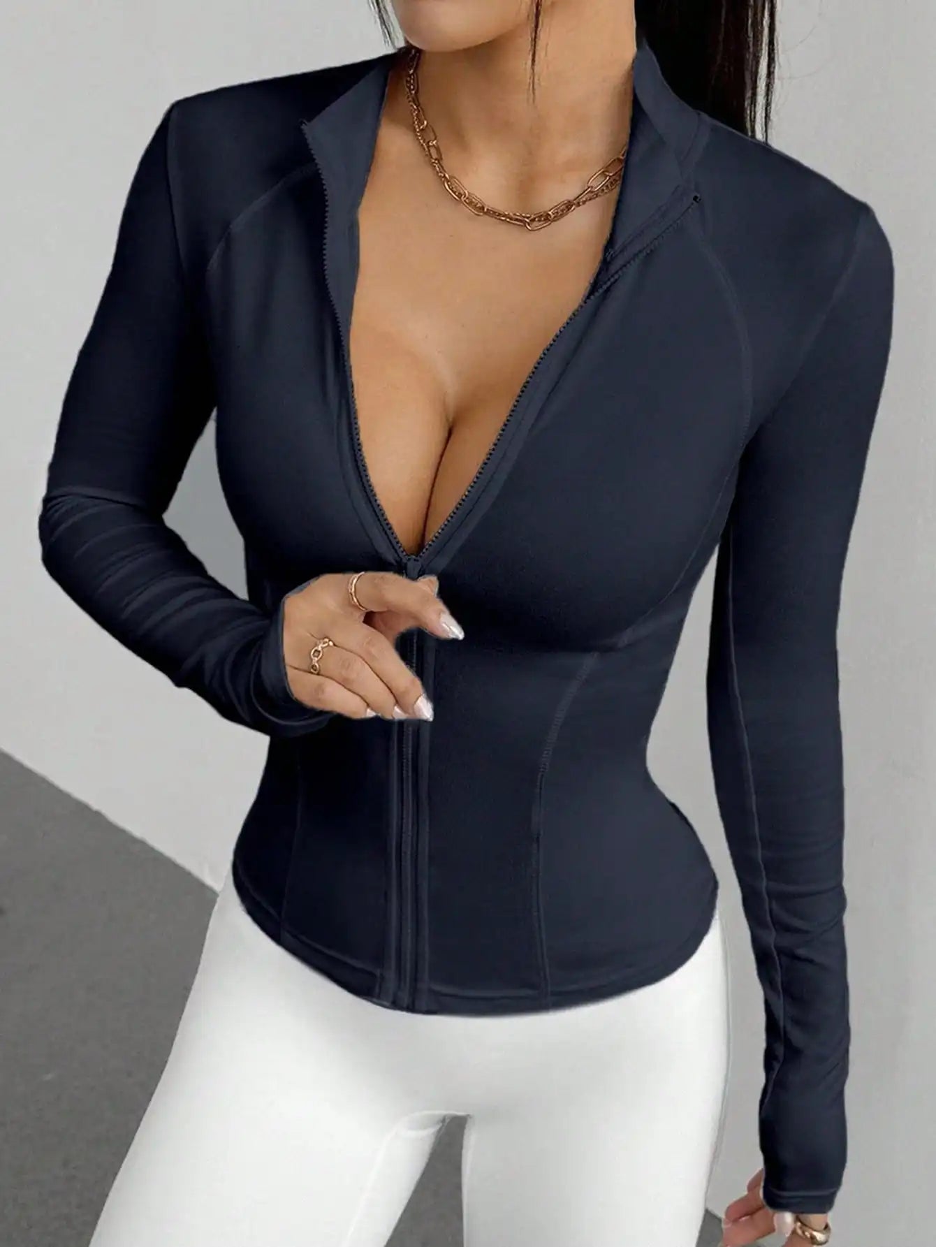 Women's Slim Fit Full Zip/Long Sleeve Sports Jacket