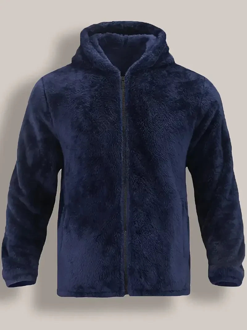 Men's Coral Fleece Jacket Hoodie Thickened Autumn Winter/Warm Zipper Hooded New Arrival Comfortable Sweatshirt