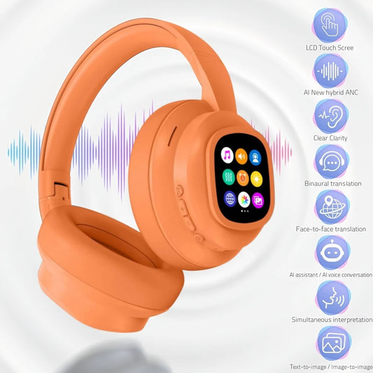 Brand-new 2026 couples' edition smart AI wireless earbuds/featuring a magnetic detachable LCD touchscreen text