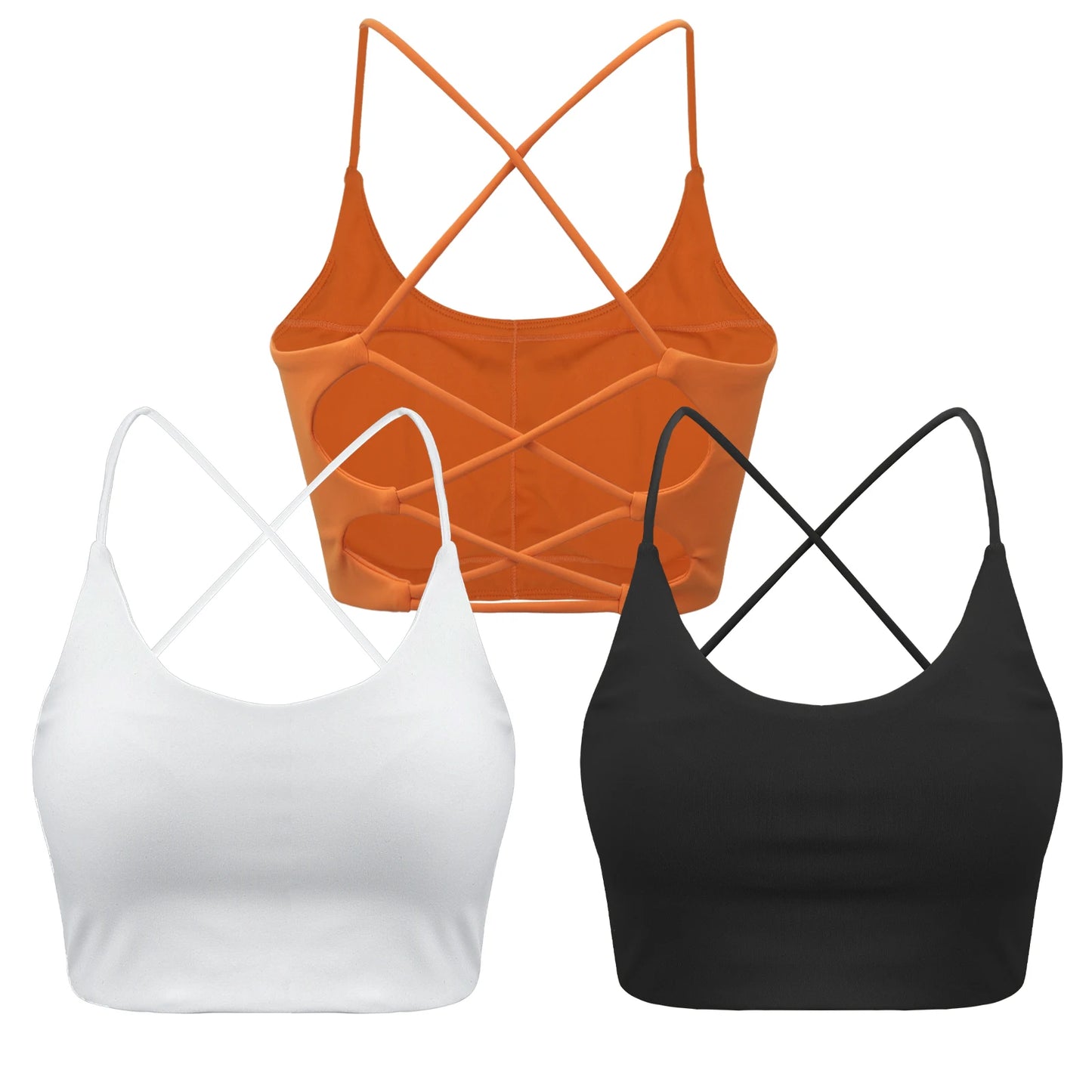 3 PCS Sports Bra for Women, Summer Criss Cross Bra/Removable Padded Seamless Medium Support Yoga Bra for Workout