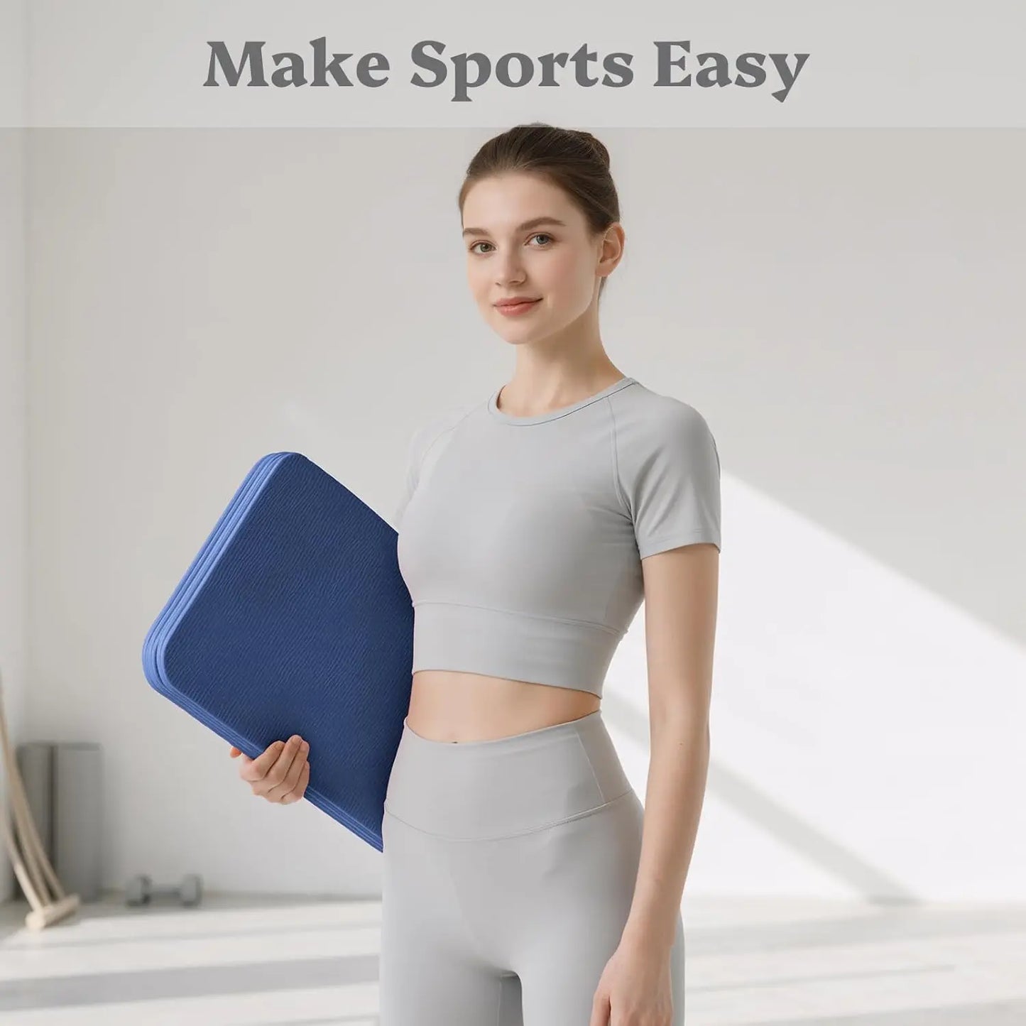 Foldable Yoga Mat Non Slip, 72x24in Extra Wide Thick Exercise Mat/with Carrying Strap for Stretching Gym Home Workouts