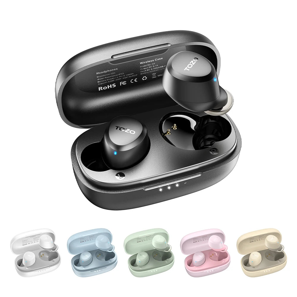 Refurbished TOZO TWS Earbuds in-Ear Wireless Bluetooth Headsets/with Mic Touch Control Sport Waterproof for Iphone Android