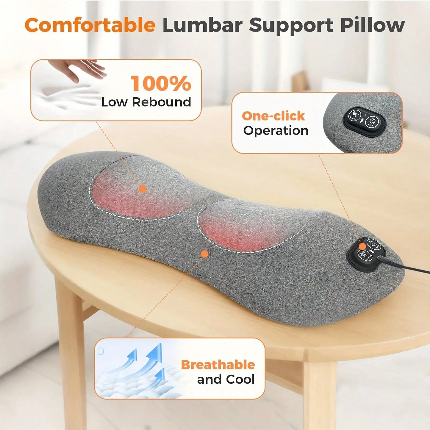 3-In-1 Back & Neck Massager With Heating Vibration & Air Compression/Back Support Pillow Ideal Gifts For Parents Home/Office