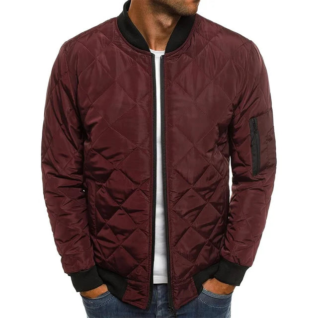 Winter New Jacket Men's Baseball Collar Mesh Pressed/Lightweight  Jacket Vintage Flight Casual Long Sleeve