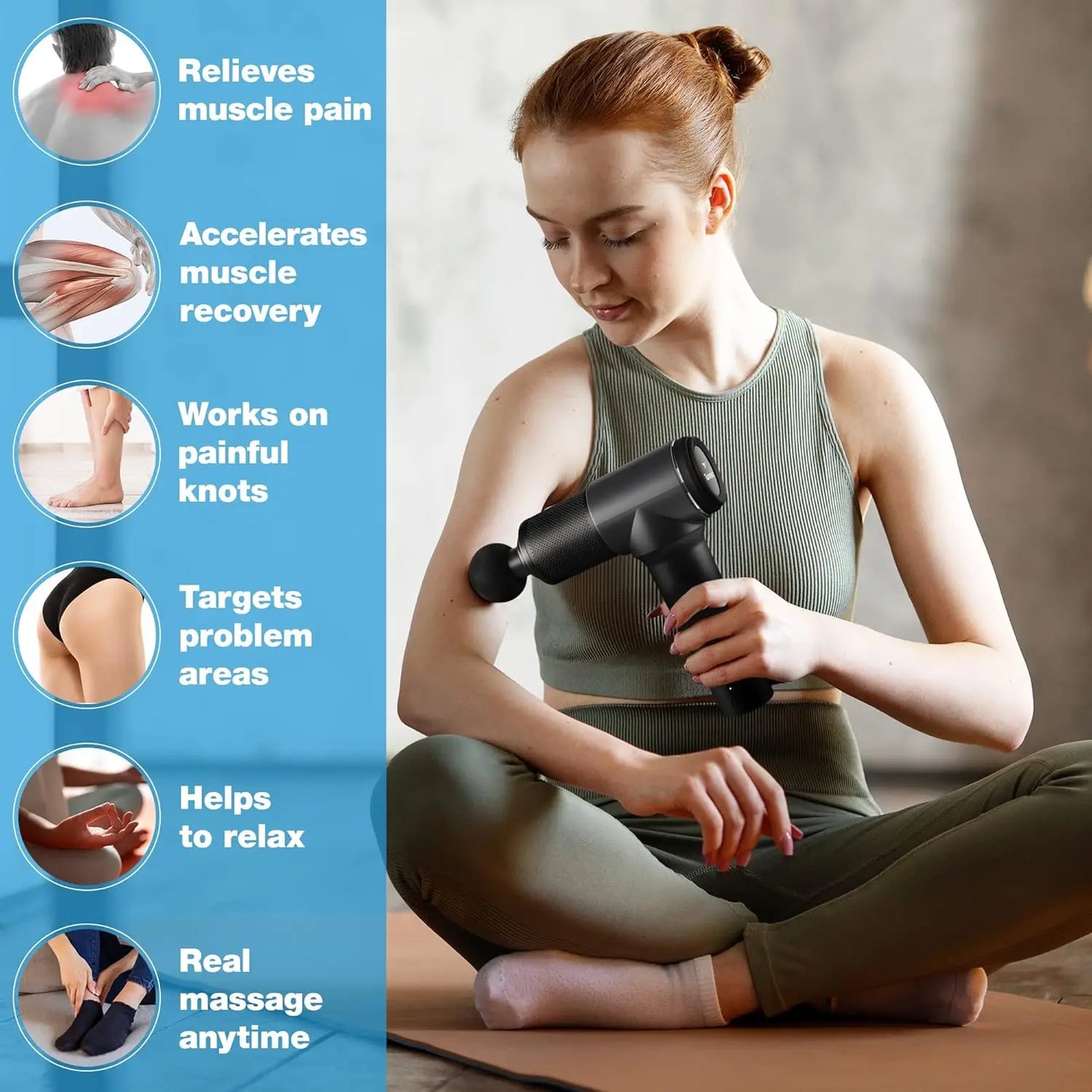 Massage Gun, Deep Tissue Massager for Muscle Relaxation 5 Speeds 7 Heads/Quiet Handheld Percussion Massager