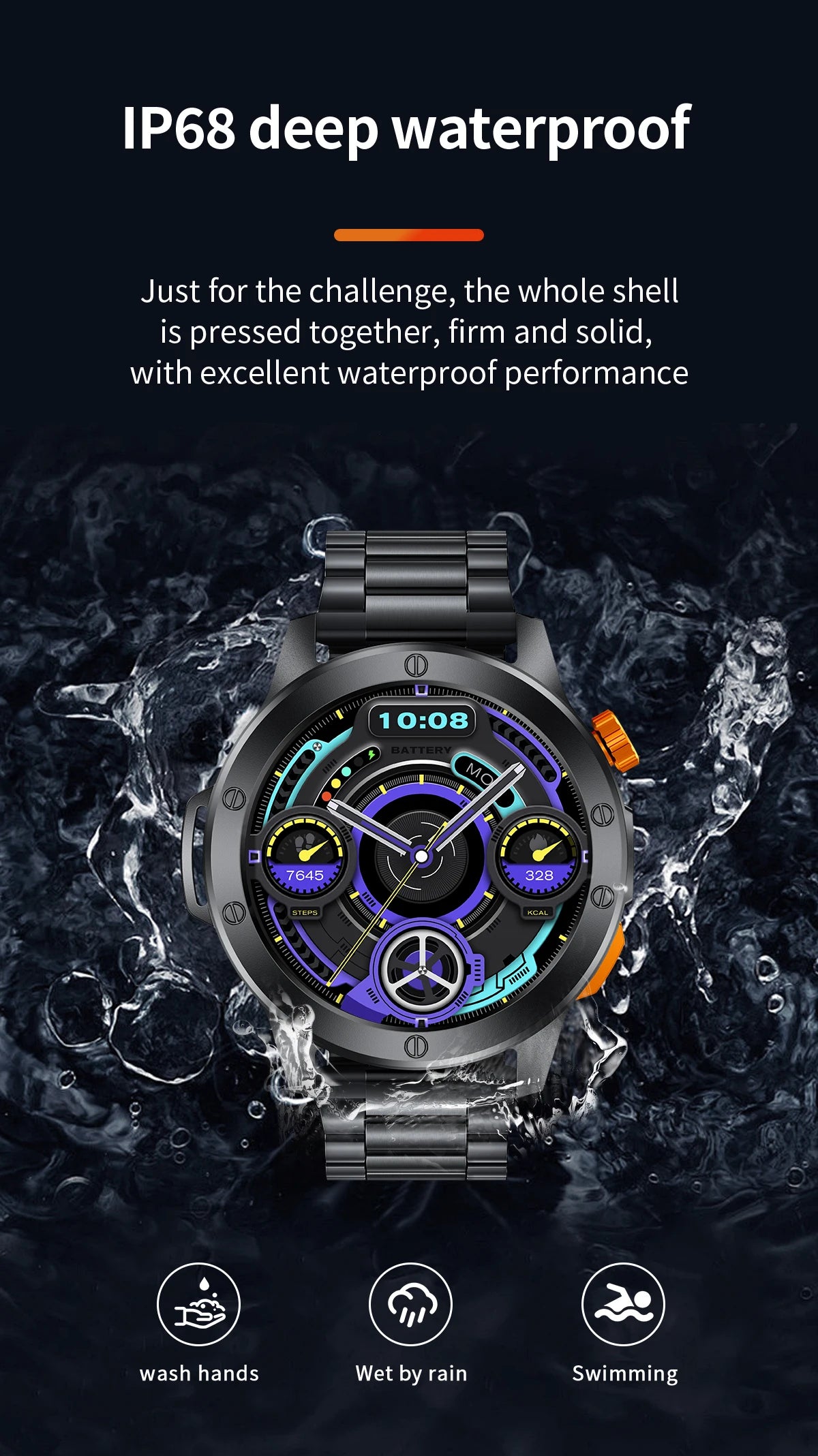 LIGE Sports Smart Watch Men LED Flashlight IP68 Waterproof/Bluetooth Call Health Watches Voice Assistant Military Smartwatch Men