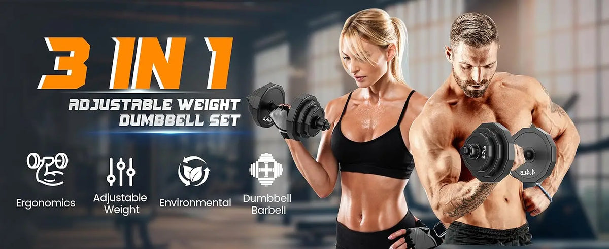 Weights Dumbbells Set Adjustable Dumbbell Sets 22Lbs 44Lbs 66Lbs 88Lbs/with Solid Steel Barbell Free Weight Set with Connector Workout