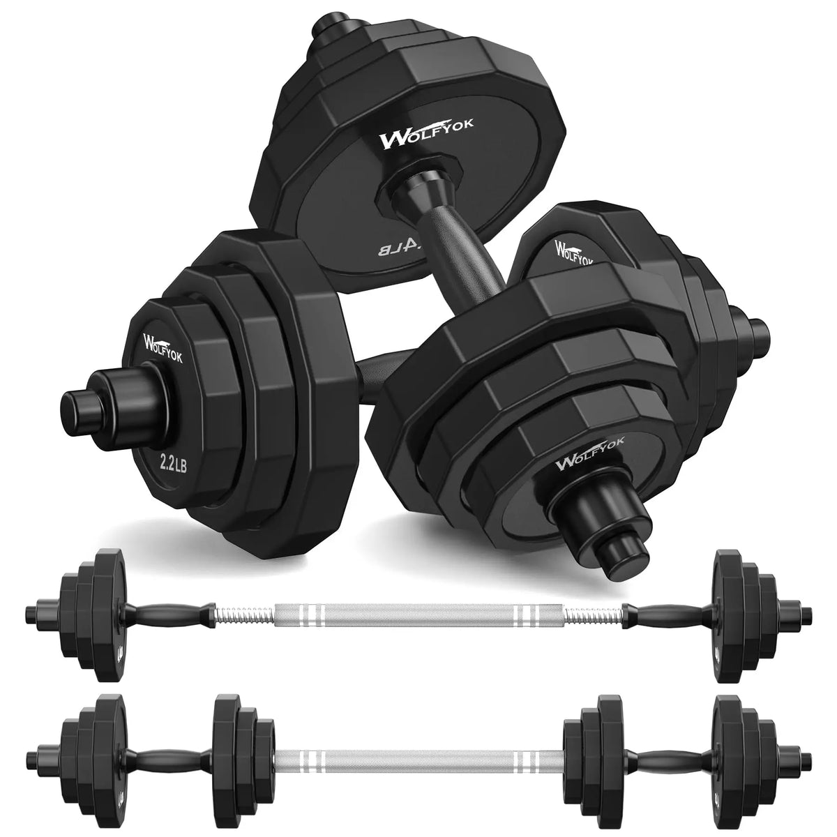 Weights Dumbbells Set Adjustable Dumbbell Sets 22Lbs 44Lbs 66Lbs 88Lbs/with Solid Steel Barbell Free Weight Set with Connector Workout