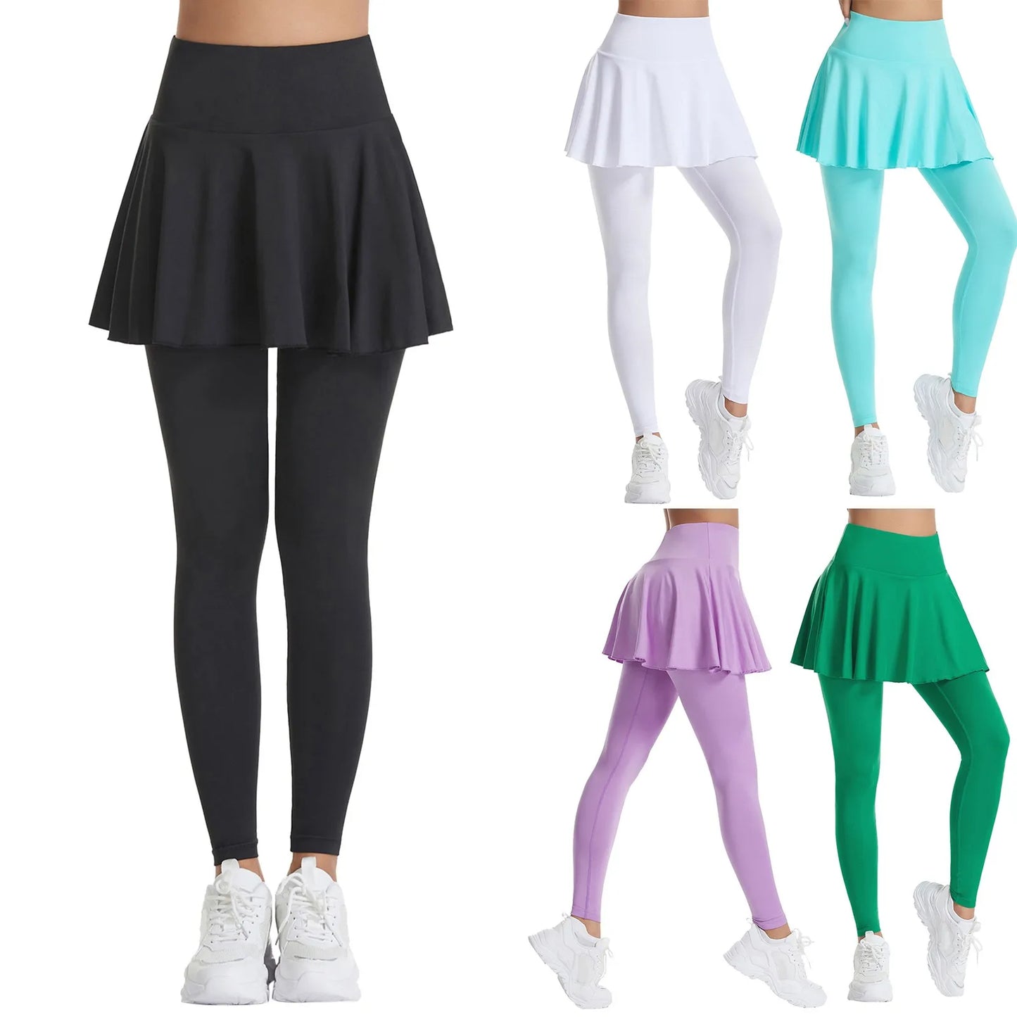 Women Yoga Pant Skirt Shark Leggings Shaping Yoga/Fitness Seamless Pockets Casual Tennis Sports Leggings