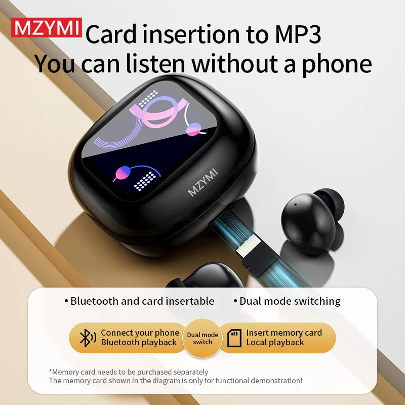 MZYMI S09 Wireless Earphone Bluetooth5.4 Active Noise Cancelling/ Touch Control Headphone Support TF Card In Ear Earbud With Mic
