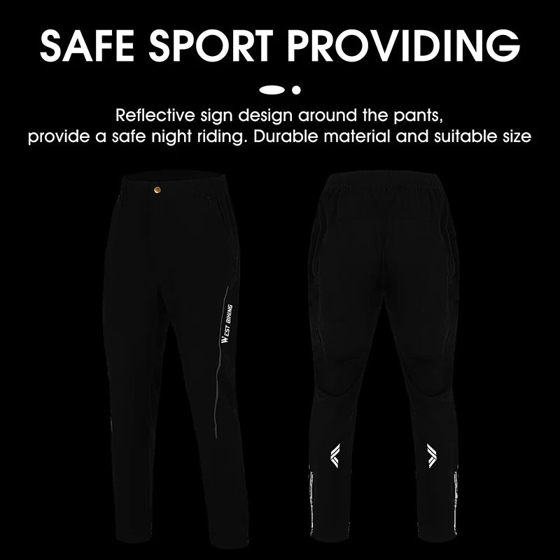 WEST BIKING Spring Summer MTB Sports Pants For Men Quick Dry/Reflective Striped Jogger Running Pants Outdoor Golf Fishing Hiking
