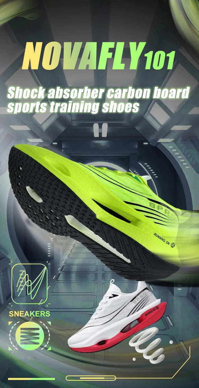 Men Breathable Mesh Comfortable Sports Shoes Fashion Color-Block/Sneakers Carbon Plate Support Light Rebound Running Shoes