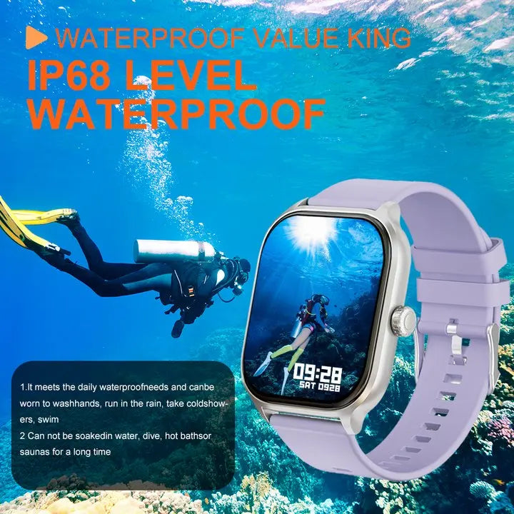 LAXASFIT 2025 New Smart Watch Bluetooth Call/Dial Multiple Sports Modes/SMS Alert IP68 Waterproof Sports Smart Watch