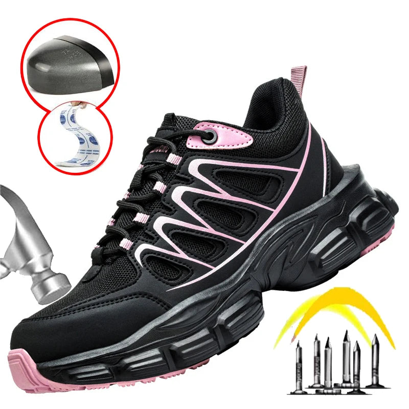 Women Fashion Safety Shoes Work Sneakers structured Shoes/Protective Shoes Work Boots Steel Toe Shoes