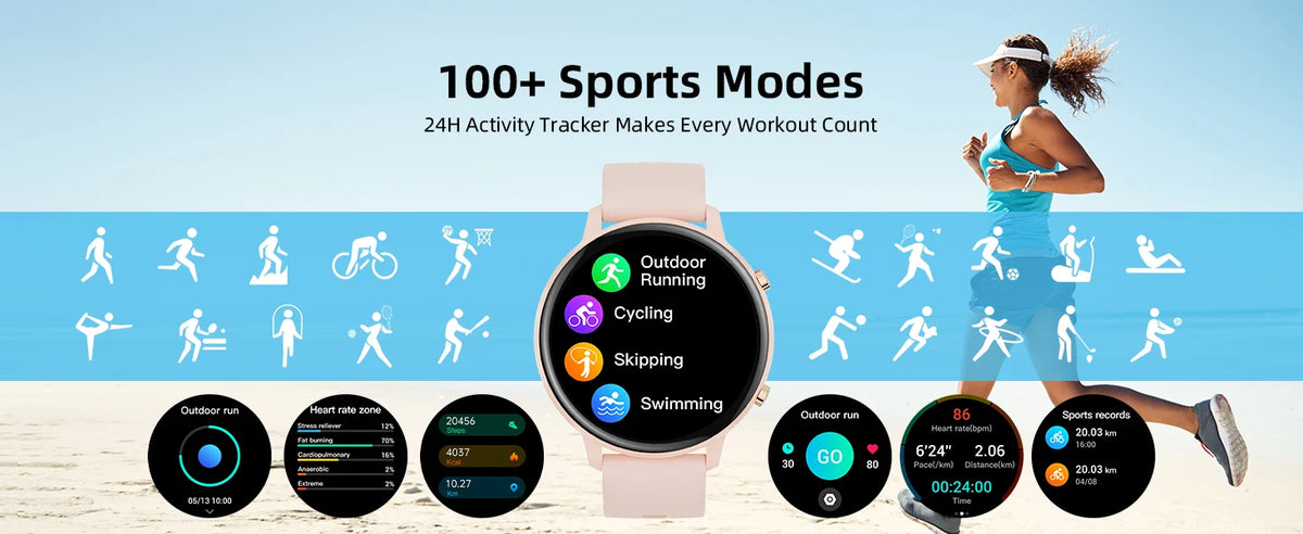 1.39" Round Smart Watch for Women Bluetooth Call Fitness Tracker/Custom Dial IP67 Waterproof 178 Sports Modes Heart Rate