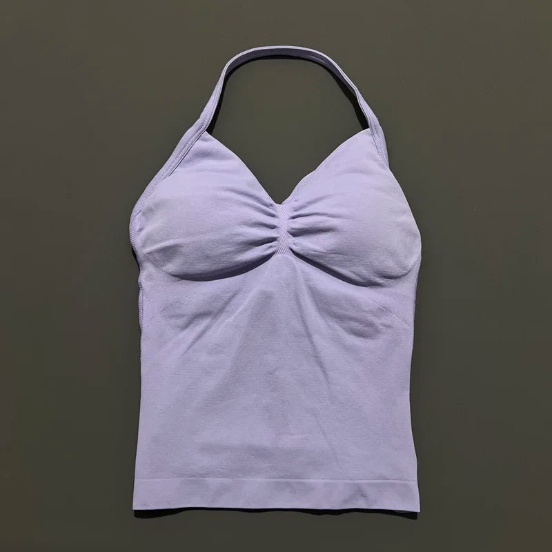 Histello Longline Strappy Top Women Sports Yoga Vest Fitness Tank Top/Gym Beautiful Open Back Bra Running Workout Halter