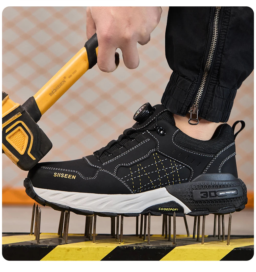 NEW Work Safety Shoes for Men Steel Toe Cap 4.0 KEVLAR Rotating Button/Work Sneakers Anti-smash Puncture-Proof Shoes Work Boots
