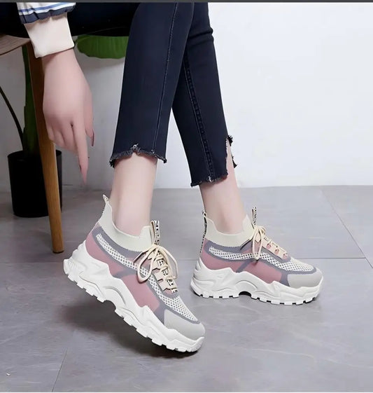 Breathable Mesh Chunky Platform Sneakers Women Lightweight/Casual Shoes Lace Up Non-slip Shoes For Streetwear