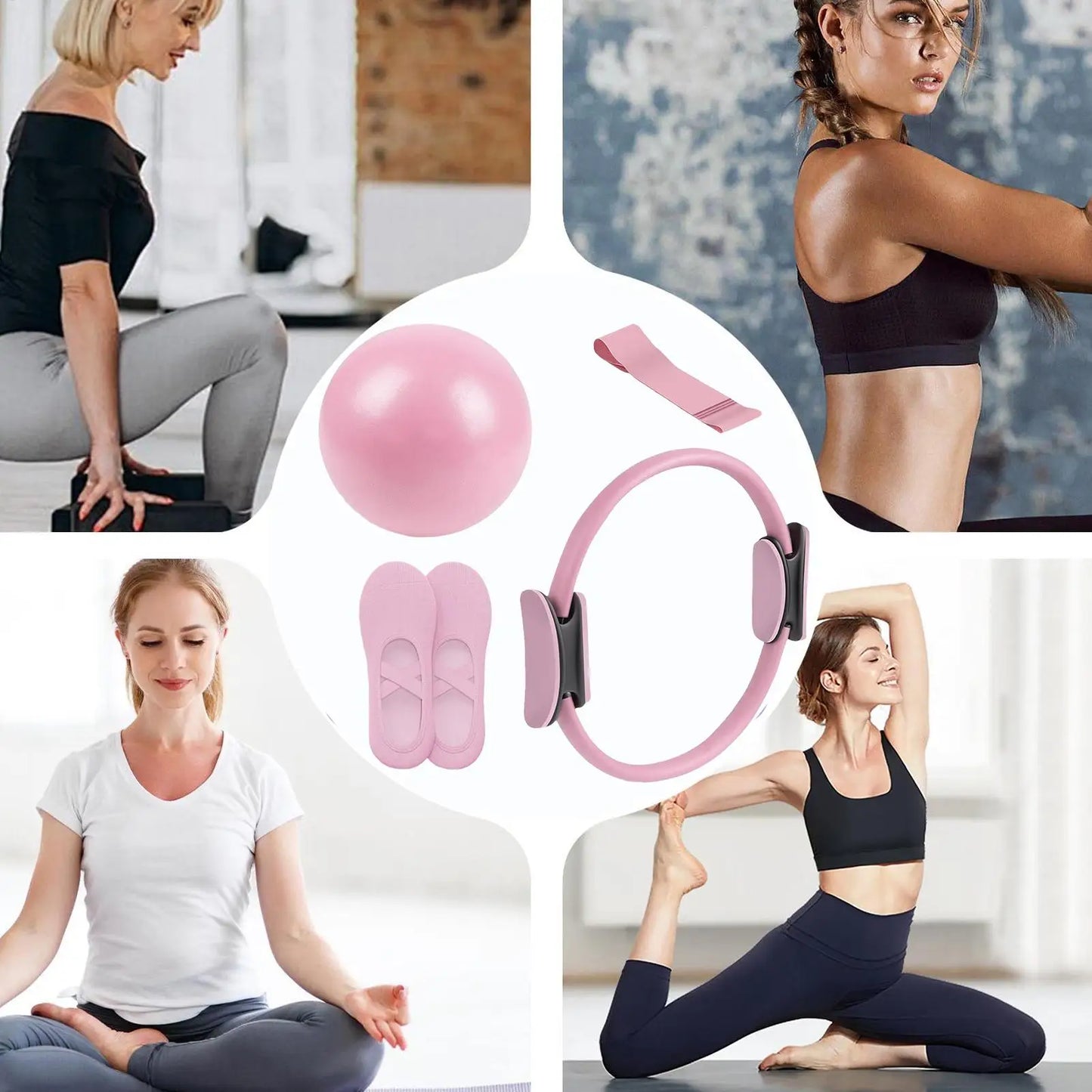 NEW Pilates Ball And Ring Set Pilates Fitness Ring Resistance Band/Exercise Workout Fitness Equipment For Pregnancy