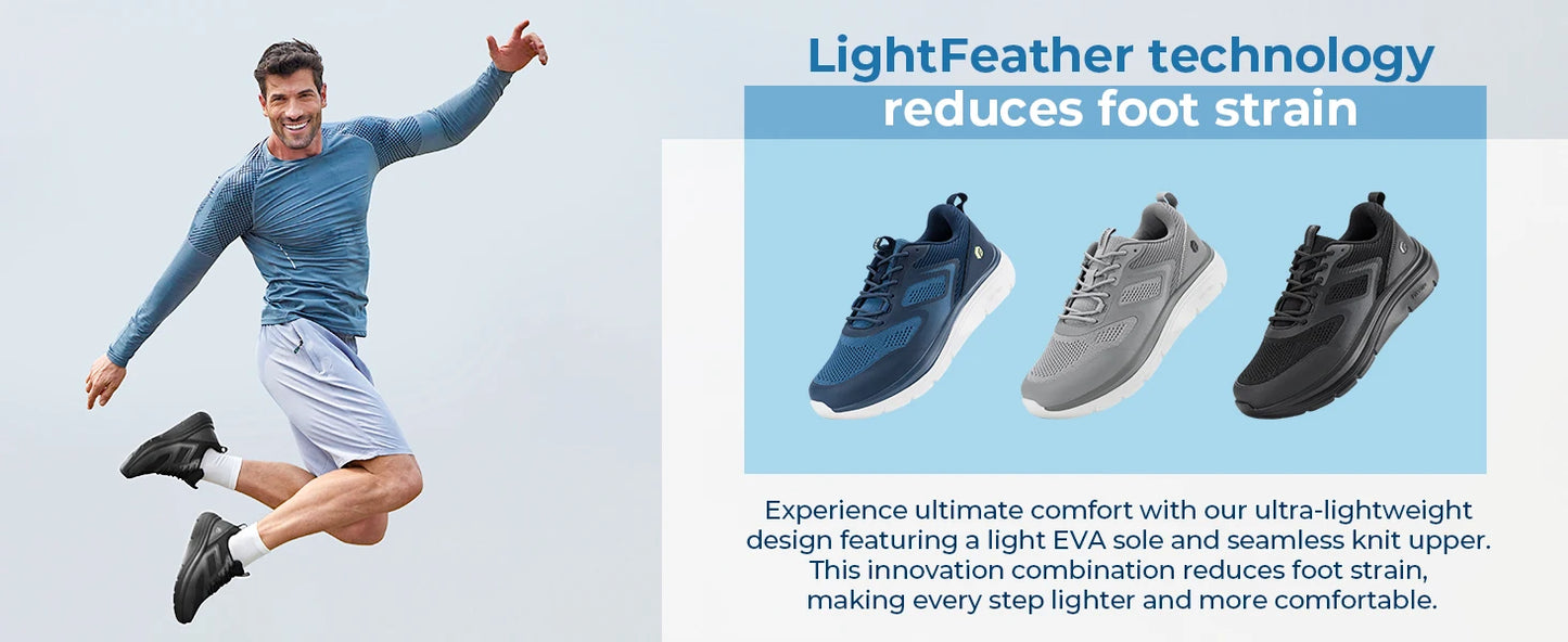 Men's Running Shoes Wide Toe 2E Lightweight Non-Slip Walking/Sport Shoe Cushioning Slip-On Comfortable Breathable Sneakers