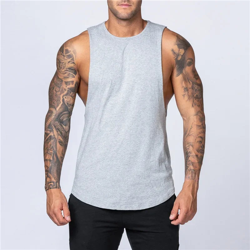 Men's Gym Clothing Summer Fitness Cotton Tank Top Men Jogging/Bodybuilding Sleeveless Shirt Breathable O-Neck Casual Muscle Vest