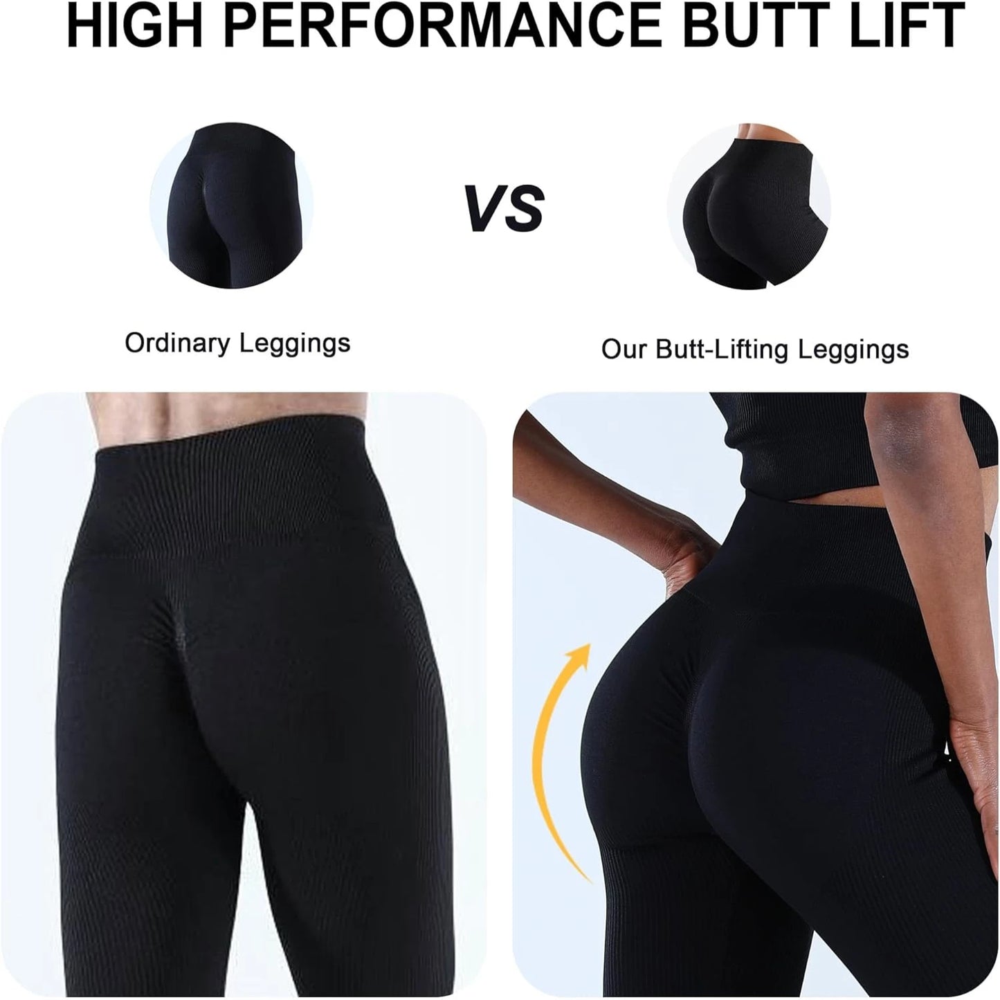 Seamless Ribbed Butt Lifting Yoga Pants/Women's Scrunch Gym Leggings for a Flattering Workout