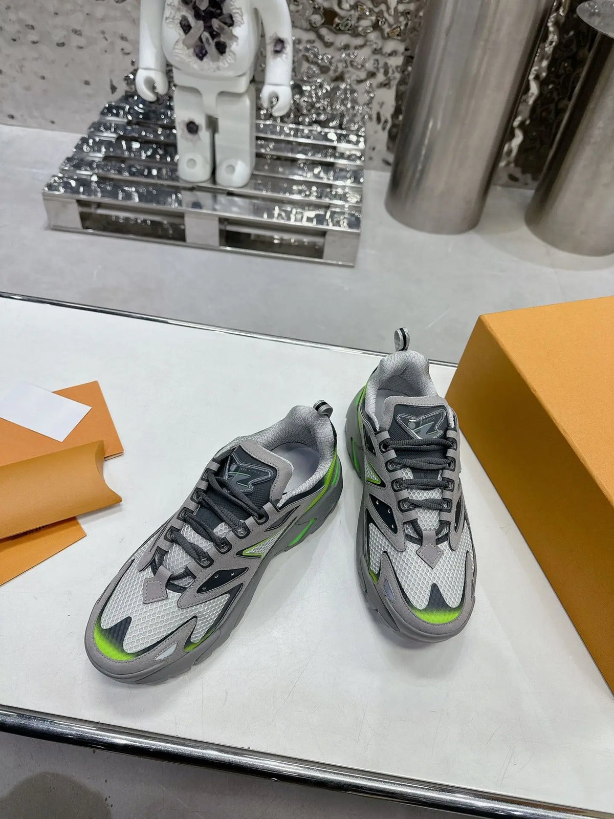Blue Gray Color Block Low Top Sneakers for Men Comfortable Rubber/Flat Footwear Fresh Retro Casual Shoes for Young Adults